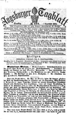 Augsburger Tagblatt Samstag 1. Dezember 1860