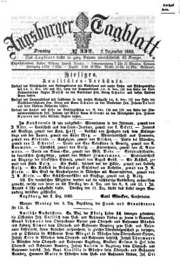 Augsburger Tagblatt Sonntag 2. Dezember 1860