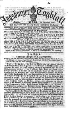 Augsburger Tagblatt Samstag 29. Dezember 1860