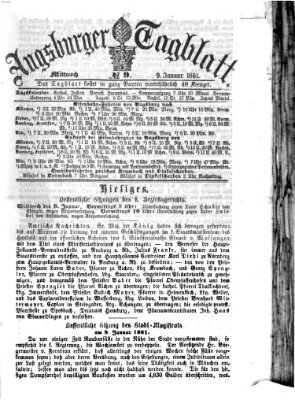 Augsburger Tagblatt Mittwoch 9. Januar 1861