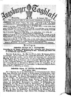 Augsburger Tagblatt Donnerstag 10. Januar 1861