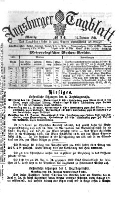 Augsburger Tagblatt Montag 14. Januar 1861