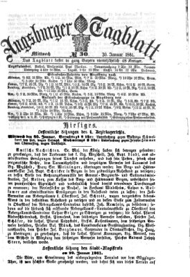 Augsburger Tagblatt Mittwoch 30. Januar 1861