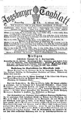 Augsburger Tagblatt Donnerstag 14. Februar 1861