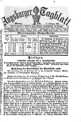 Augsburger Tagblatt Montag 18. Februar 1861