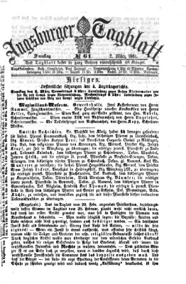 Augsburger Tagblatt Samstag 2. März 1861