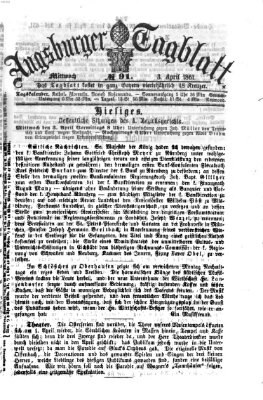 Augsburger Tagblatt Mittwoch 3. April 1861