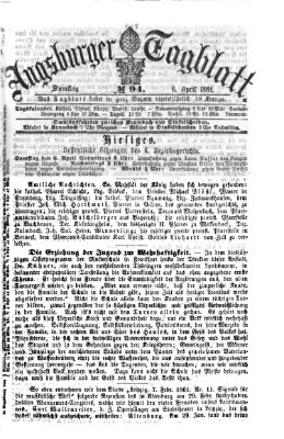 Augsburger Tagblatt Samstag 6. April 1861