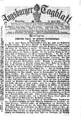 Augsburger Tagblatt Donnerstag 18. April 1861