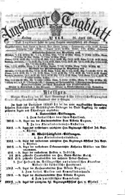 Augsburger Tagblatt Freitag 26. April 1861