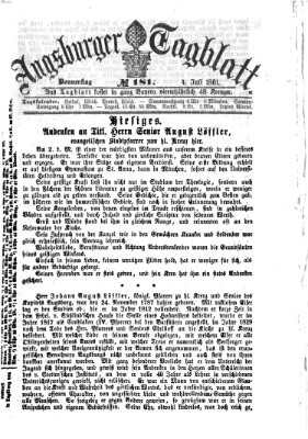 Augsburger Tagblatt Donnerstag 4. Juli 1861