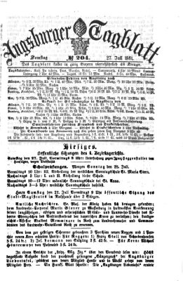 Augsburger Tagblatt Samstag 27. Juli 1861