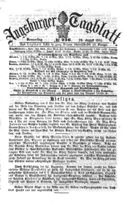 Augsburger Tagblatt Donnerstag 29. August 1861