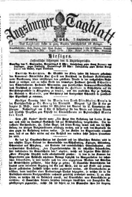 Augsburger Tagblatt Samstag 7. September 1861