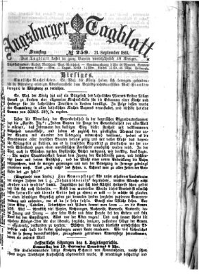 Augsburger Tagblatt Samstag 21. September 1861