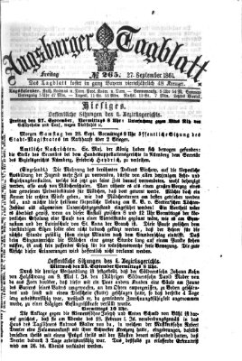 Augsburger Tagblatt Freitag 27. September 1861