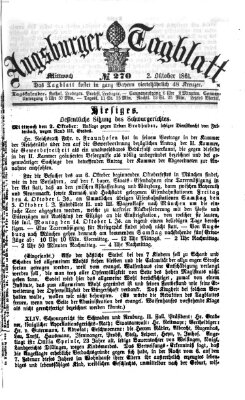 Augsburger Tagblatt Mittwoch 2. Oktober 1861