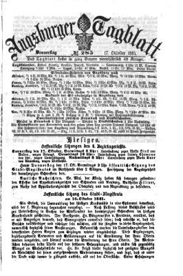 Augsburger Tagblatt Donnerstag 17. Oktober 1861