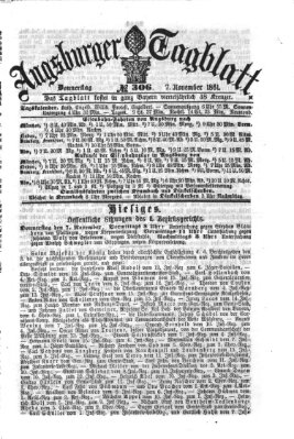 Augsburger Tagblatt Donnerstag 7. November 1861