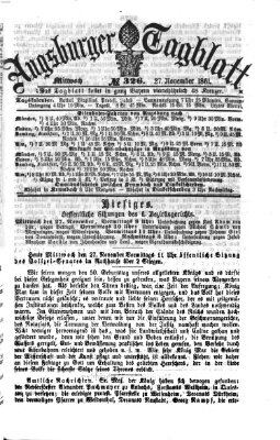 Augsburger Tagblatt Mittwoch 27. November 1861