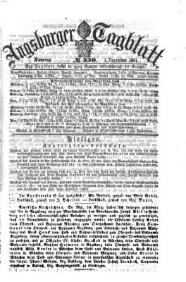 Augsburger Tagblatt Sonntag 1. Dezember 1861