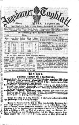 Augsburger Tagblatt Montag 2. Dezember 1861