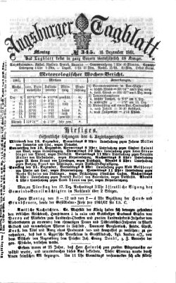 Augsburger Tagblatt Montag 16. Dezember 1861