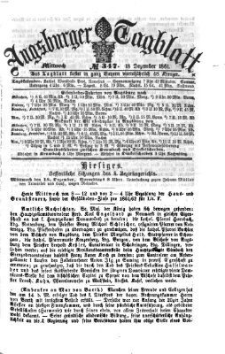 Augsburger Tagblatt Mittwoch 18. Dezember 1861