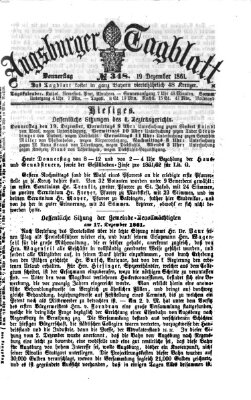 Augsburger Tagblatt Donnerstag 19. Dezember 1861