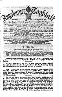 Augsburger Tagblatt Samstag 21. Dezember 1861