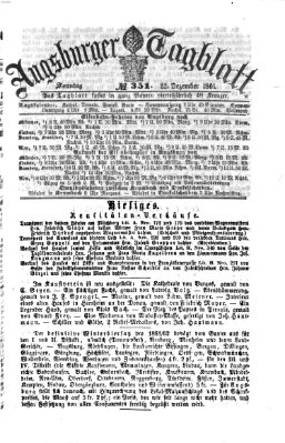 Augsburger Tagblatt Sonntag 22. Dezember 1861