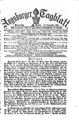 Augsburger Tagblatt Donnerstag 26. Dezember 1861