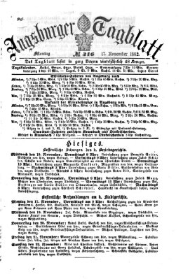 Augsburger Tagblatt Montag 17. November 1862