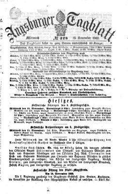 Augsburger Tagblatt Mittwoch 19. November 1862