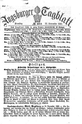 Augsburger Tagblatt Samstag 22. November 1862