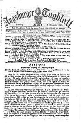 Augsburger Tagblatt Dienstag 2. Dezember 1862