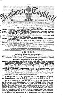 Augsburger Tagblatt Mittwoch 17. Dezember 1862