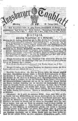 Augsburger Tagblatt Montag 12. Januar 1863