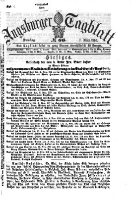 Augsburger Tagblatt Samstag 7. März 1863