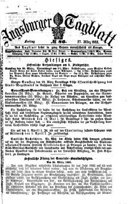 Augsburger Tagblatt Freitag 27. März 1863