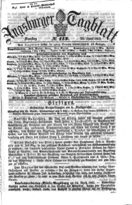 Augsburger Tagblatt Samstag 25. April 1863