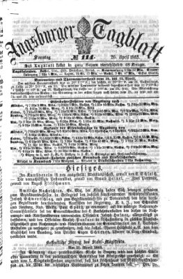 Augsburger Tagblatt Sonntag 26. April 1863