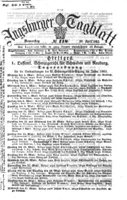 Augsburger Tagblatt Donnerstag 30. April 1863