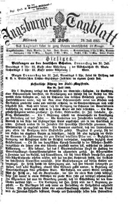 Augsburger Tagblatt Mittwoch 29. Juli 1863