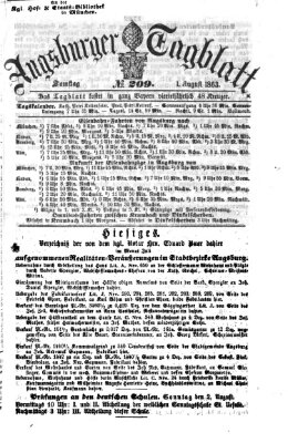 Augsburger Tagblatt Samstag 1. August 1863