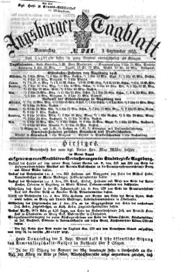 Augsburger Tagblatt Donnerstag 3. September 1863