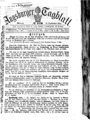 Augsburger Tagblatt Montag 21. September 1863