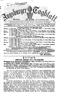 Augsburger Tagblatt Mittwoch 30. September 1863