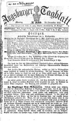 Augsburger Tagblatt Montag 30. November 1863