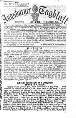 Augsburger Tagblatt Donnerstag 31. Dezember 1863